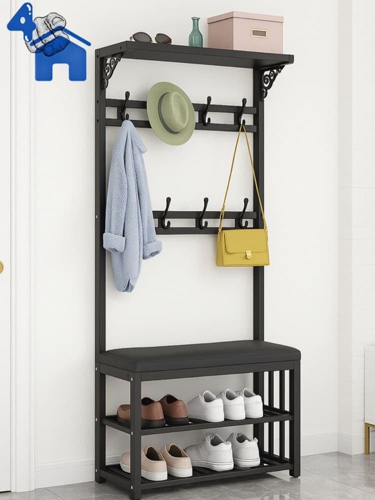 4-in-1 Compact Entryway Hall Tree with Shoe Bench — photo 6 of 6