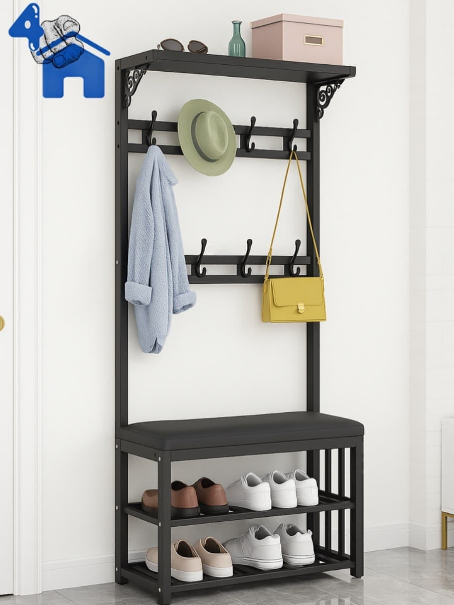 4-in-1 Compact Entryway Hall Tree with Shoe Bench — photo 2 of 6