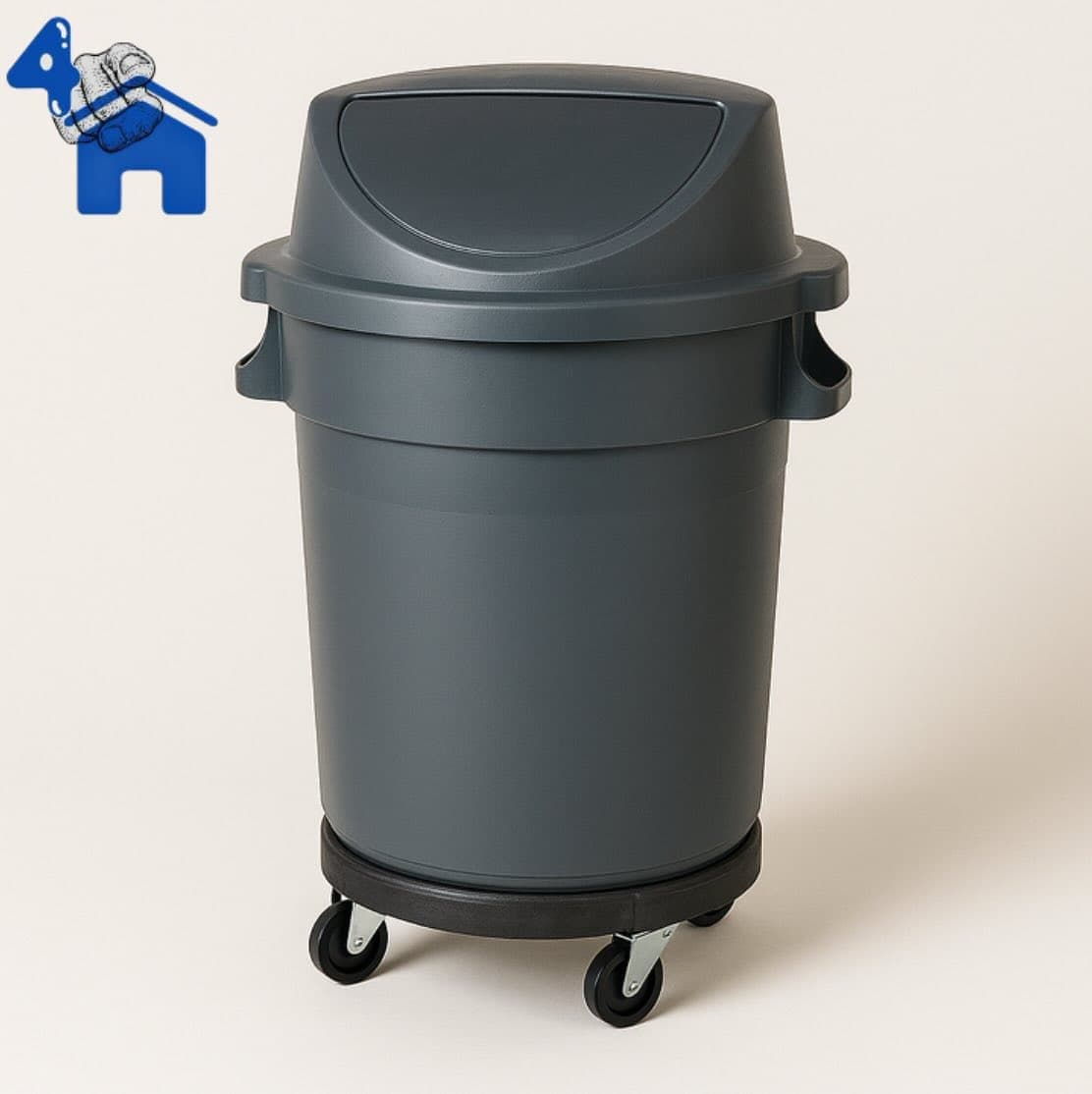 80L Circular Garbage Can with Wheels & Swing Lid — photo 1 of 4