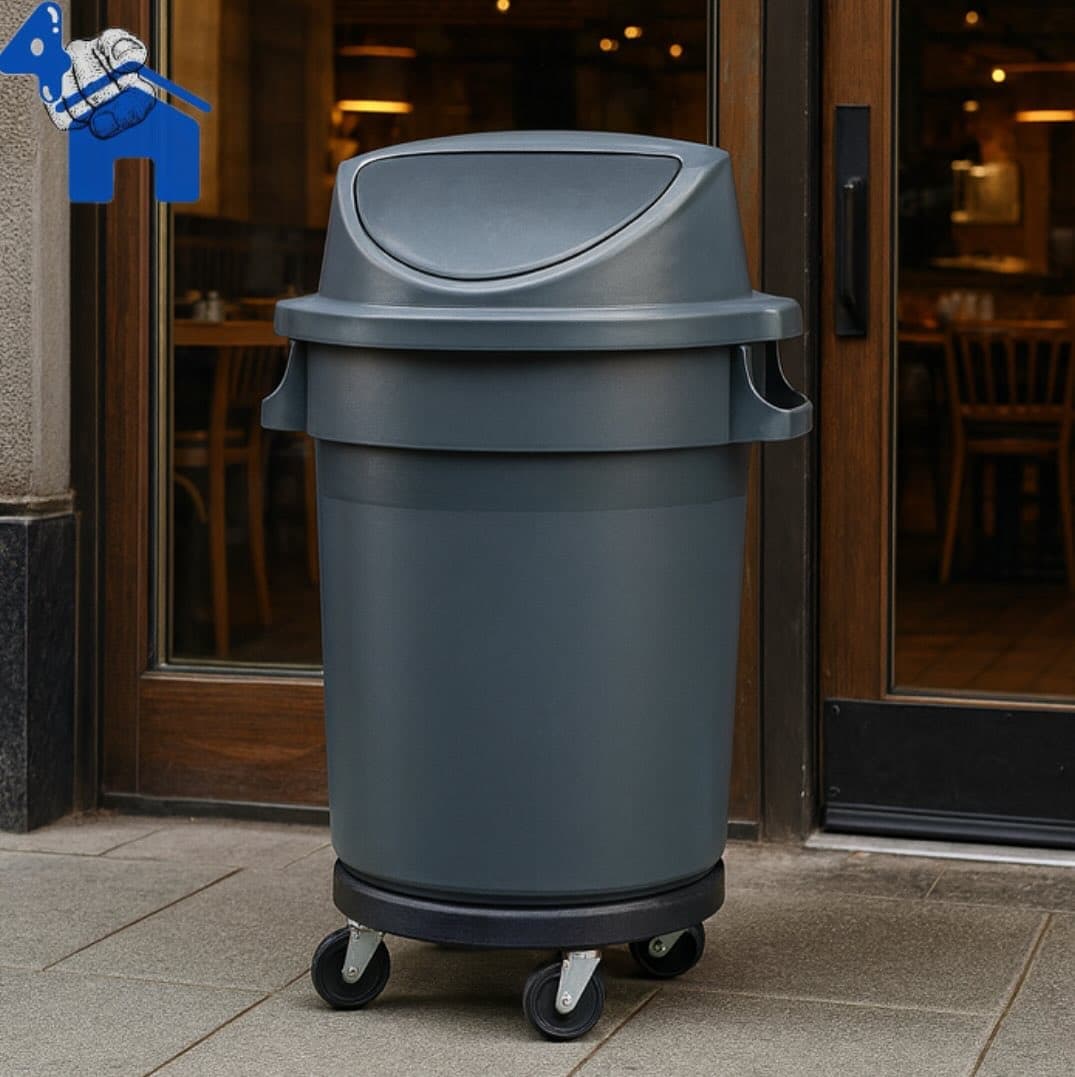 80L Circular Garbage Can with Wheels & Swing Lid — photo 2 of 4