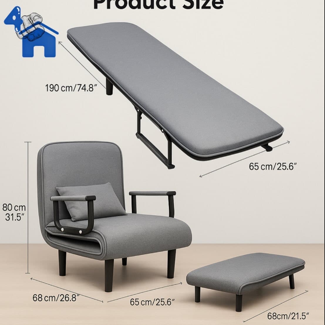 Convertible Sleeper Chair Bed - 4-in-1 Sofa Lounger — photo 7 of 7