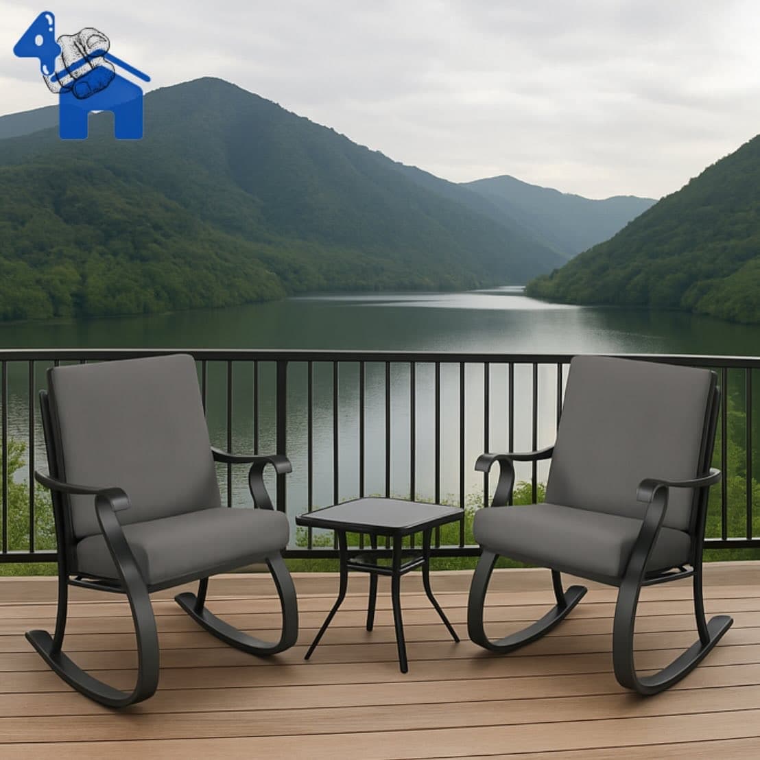 Gramercy Steel 3-Piece Rocking Bistro Set — photo 2 of 6