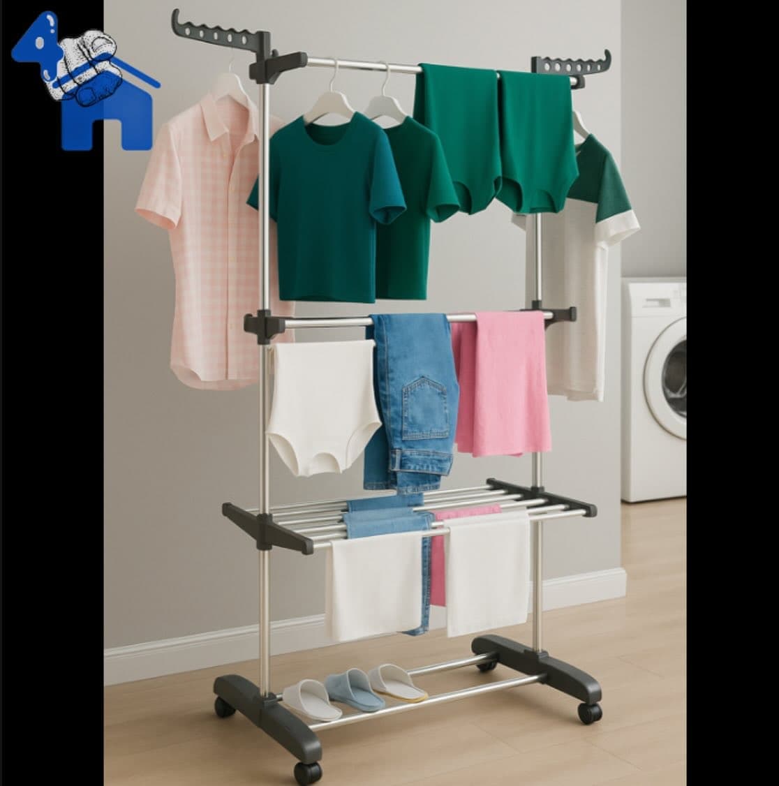 3-Column Clothes Rack Wardrobe with Shoe Organizer — photo 3 of 10