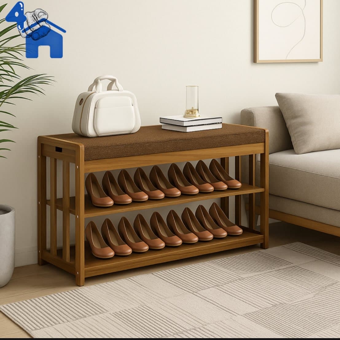 Multi-Functional Wooden Shoe Rack with Seat Bench — photo 4 of 4