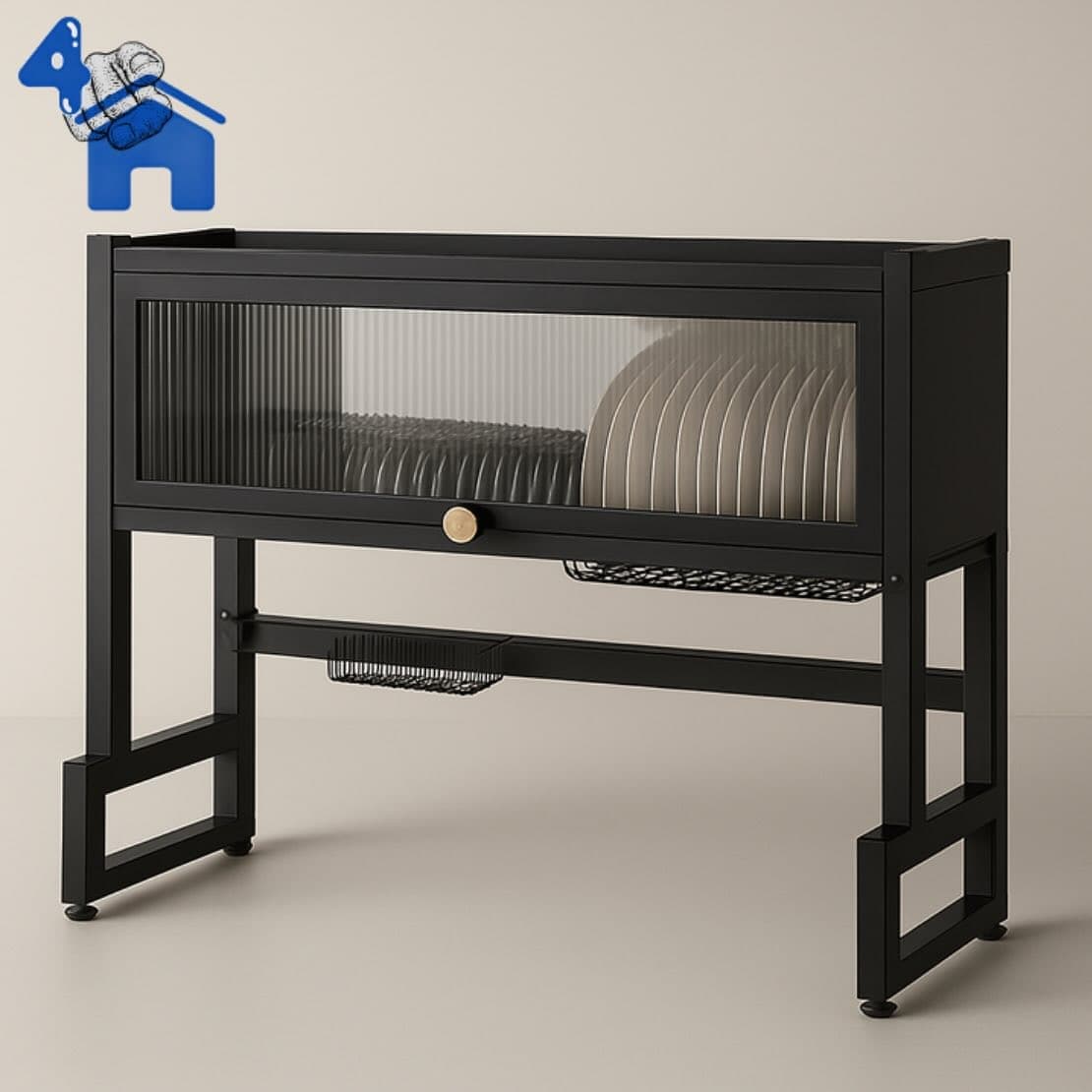 Over-the-Sink Dish Drainer Rack with Flip-Top Cover